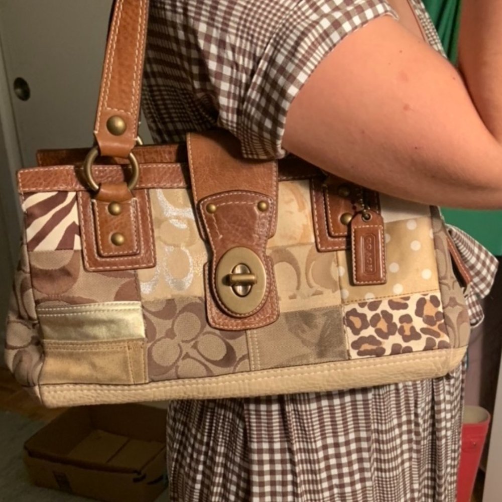 Coach Handbag - Patchwork Style Brown Leather